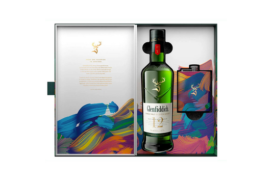 Glenfiddich 12YO 700ml 40% with Hipflask gift box